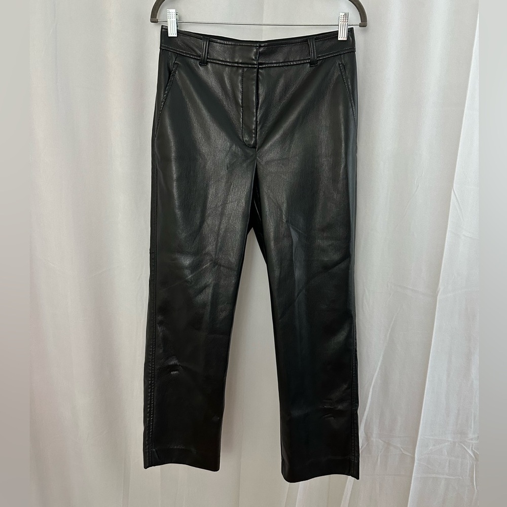 Aritzia Babaton Black Faux Leather Command Cropped Pants Womens Size 8